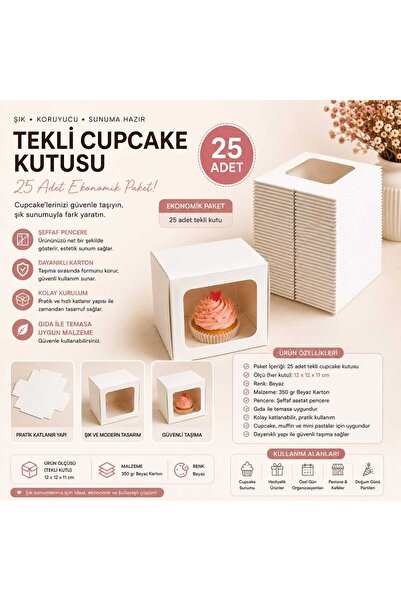 kutula 32 Tekli cupcake kutusu (25 adet )
