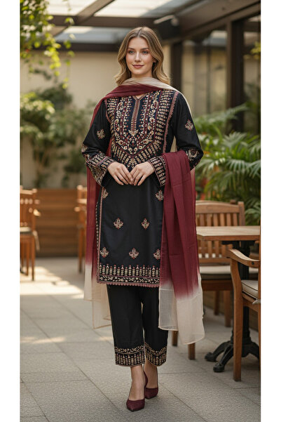 Generic Women’s rayon heavy work suits with palazzo and Dupatta-FULLY STICHED...