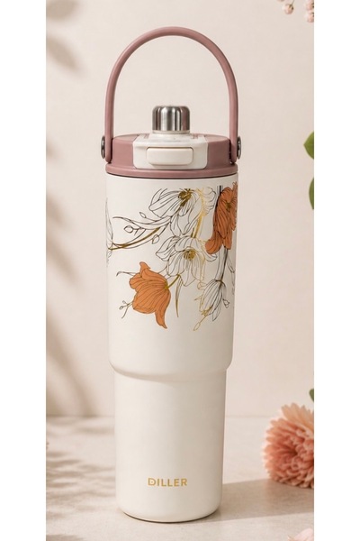 BENİSA SHOP Vagonlife Dıller Tumbler 880 ml Tek Kapak Çift Kullanım Pipetli/p...