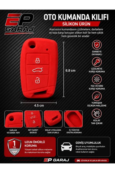 EP GARAJ OTOMOTİV Remote Control Cover - Red Silicone Product