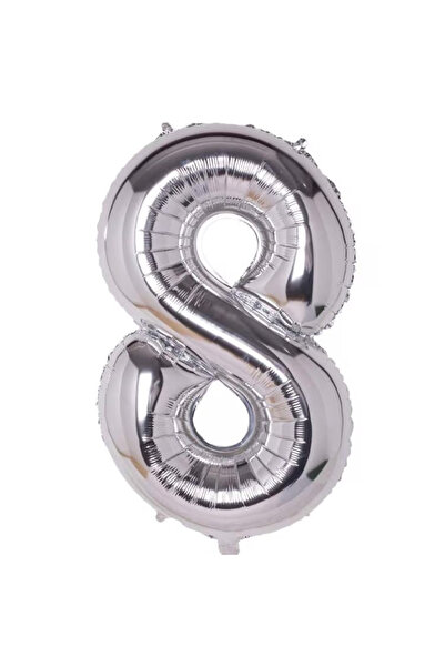 Balonsan 40" Silver -8- Age Number Foil Balloon 100 cm