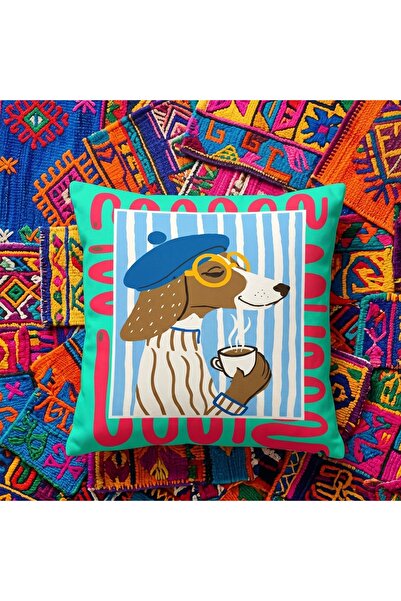 MİNOZA Husă de pernă decorativă cu design modern, cu linii colorate imprimate...