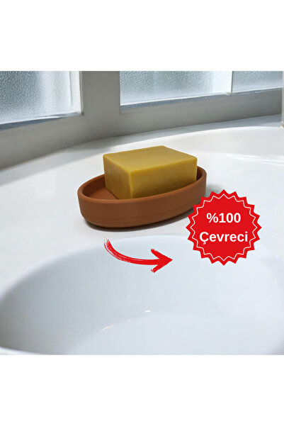 3D Design Çok Amaçlı Dekoratif Sabunluk Pastel Kahverengi Renk Tek Parça