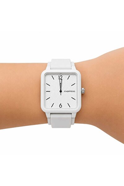 CHOPPERSS Choppers Blanc Premium Beyaz Kare Kasa Unisex Kol Saati