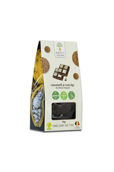 Govinda BISCUIȚI CIOCOLATĂ ȘI COACĂZE CU ZAHĂR BRUN - 80g - Vegan