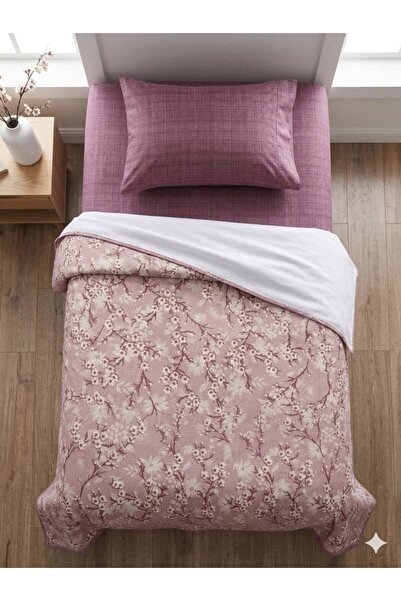 ŞENER HOME Floral Branch Patterned Elastic Single Pique Set
