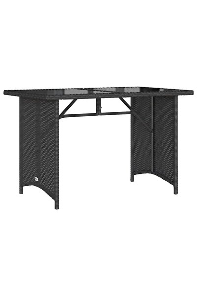 vidaxl Masă grădină cu blat din sticlă, negru, 110x68x70 cm, poliratan
