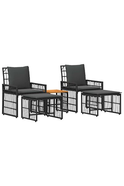 vidaxl Set de Mobilier pentru Exterior 5 pcs Negru și Gri închis