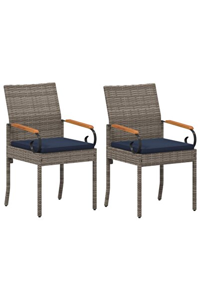 vidaxl Scaune de grădină cu pernă 2 pcs Gri și albastru marin
