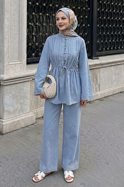 InStyle Ribbed Rope Lace Ice Blue Denim Set