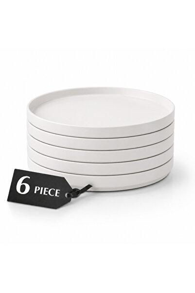 mastergold 6-Piece White Porcelain Dinner Plates 8.25-Inch Elegant Round Serv...