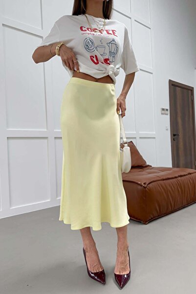 mylove Satin Bias Skirt Yellow