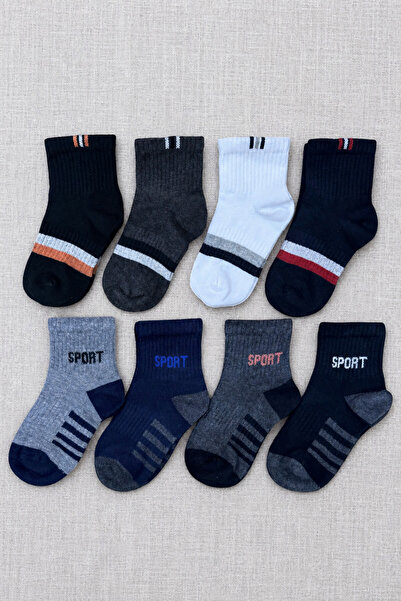 ZENGİN 8-Piece Pack Seamless Toe Children's Booties Socks Set Mixed Colors