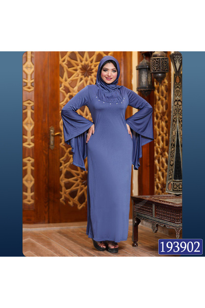 ABAYA Abaya Shukh Jelasi with Wide Sleeves and a Veil * Petrol Blue