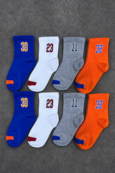 ZENGİN Pack of 8 Seamless Children's Booties Socks |   Colorful Patterned Com...