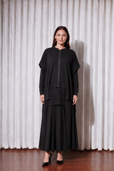 Nurcan Çetin 26510 Hooded Front Zipper Skirt Layered Set