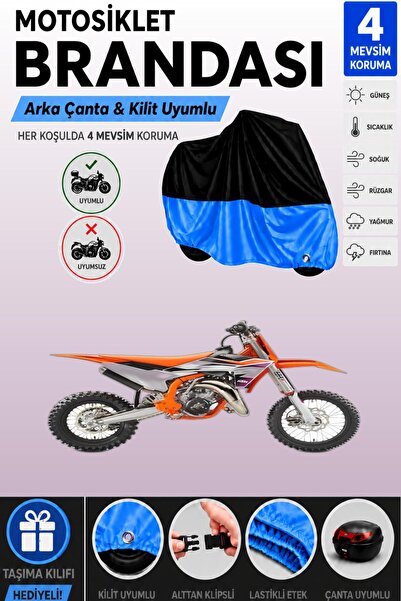 Cemku Double Black Top - Blue Bottom, Rear Bag Compatible Ktm 65 Sx Motorcycl...
