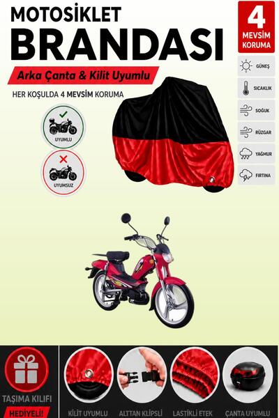 Cemku Double Black Top - Red Bottom, Rear Bag Compatible Yamaha Galaxy Motorc...