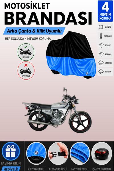 Cemku Double Black Top - Blue Bottom, Rear Bag Compatible Kuba Cg150 Motorcyc...