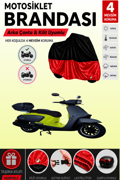 Cemku Double Black Top - Red Bottom, Rear Bag Compatible Motolux Macchiato 12...