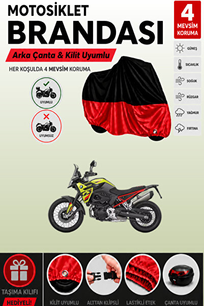 Cemku Double Black Top - Red Bottom, Rear Bag Compatible Bmw F 900 Gs Motorcy...