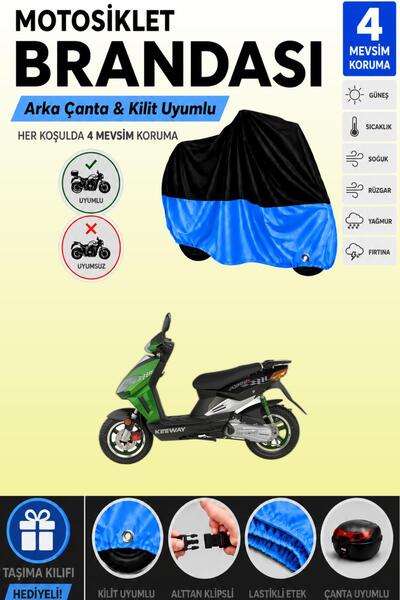 Cemku Double Black Top - Blue Bottom, Rear Bag Compatible Keeway Matrix 150 M...