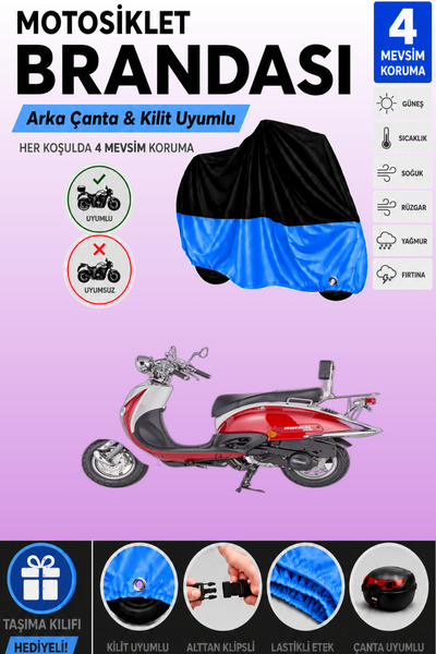 Cemku Double Black Top - Blue Bottom, Rear Bag Compatible Mondial 125 Znu Mot...