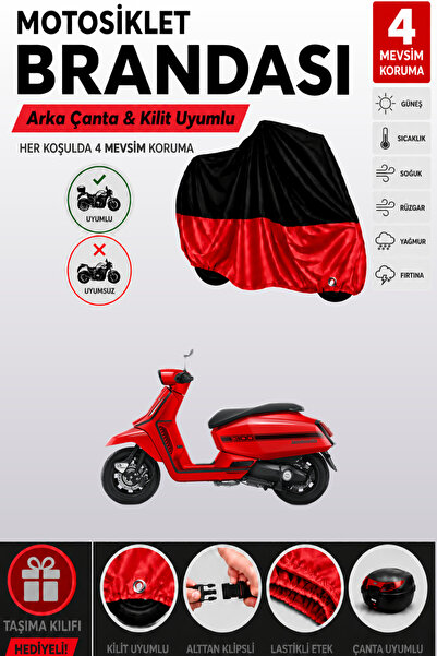 Cemku Double غطاء علوي أسود - سفلي أحمر، غطاء خلفي متوافق مع دراجة لامبريتا X...