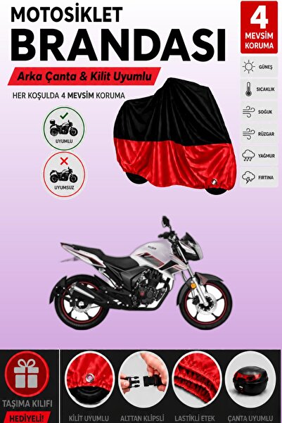 Cemku Double Black Top - Red Bottom, Rear Bag Compatible Kuba Cr1-S Motorcycl...