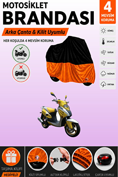 Cemku Double Black Top - Orange Bottom, Rear Bag Compatible Mondial 125 Rr Mo...