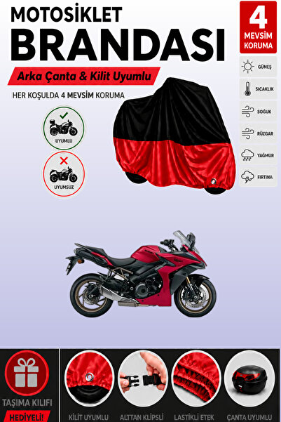 Cemku Double Black Top - Red Bottom, Rear Bag Compatible Suzuki Gsx-S 1000 Gt...