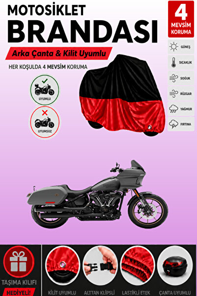Cemku Double Black Top - Red Bottom, Rear Bag Compatible Harley-Davidson Low ...