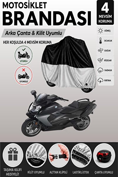 Cemku Double Black Top - Gray Bottom, Rear Bag Compatible Bmw C 650 Gt Motorc...