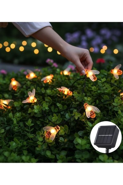 lstri BAHÇE SOLARI BAL ARISI GÜNEŞ ENERJİLİ 20 LED ARI BAHÇE AYDINLATMASI DEK...