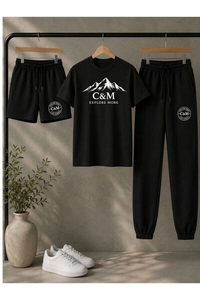 cm buseyiz Set pantaloni scurți și pantaloni de trening unisex cu imprimeu C&M