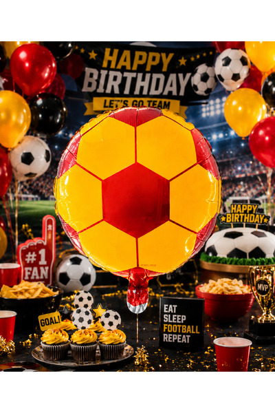 DODOMAR Yellow Red Soccer Ball Foil Balloon 18 Inch 45 cm Fan Party Ornament Gs