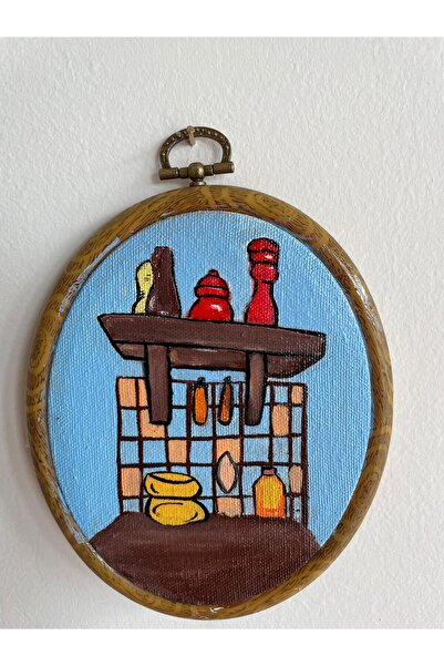 İzge Sanat El Yapımı Kasnak Kanvas Akrilik Tablo ( Terek)