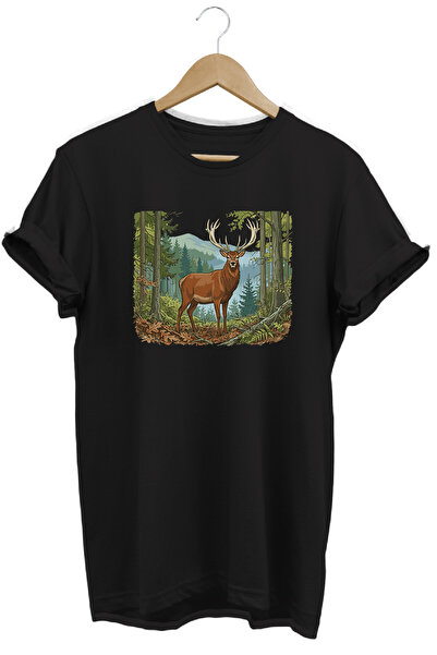 remonz Substantial Deer Printed Nature and Camping T-Shirt Outdoor Wear