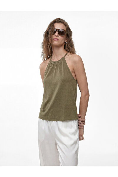 Koton Viscose Fabric Tie-Dye Detailed Halter Neck Top
