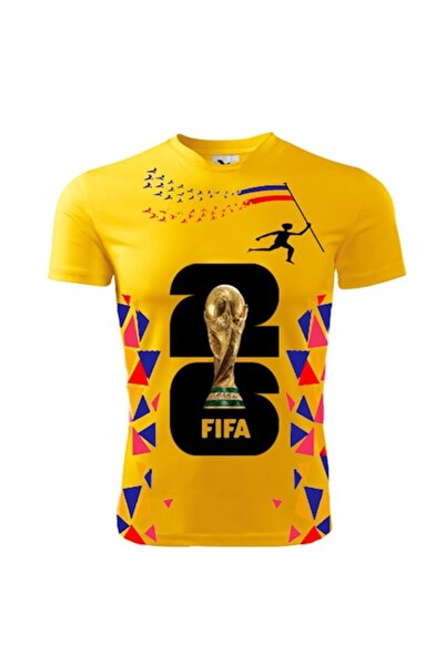 DeltaShop Romania World Cup 2026 T-shirt, 122cm, Yellow