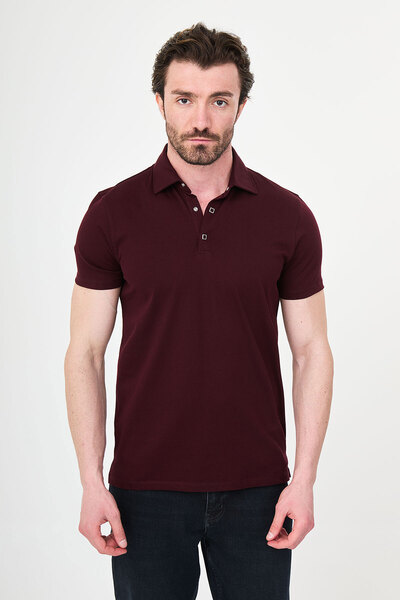 Mcr Plain Slim Fit Polo Collar Metal Buttoned 100% Cotton Short Sleeve Men's ...