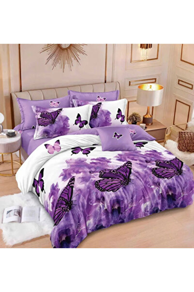Pucioasa Finet 6-piece Bedding Set, White/Purple Gradient BUTTERFLY - R598