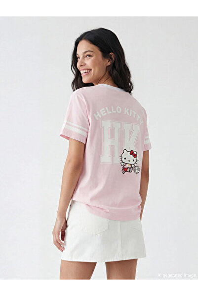 LC Waikiki RMZ GİYİM FARKIYA V Dikim Hello Kitty Γυναικείο μπλουζάκι με στάμπα