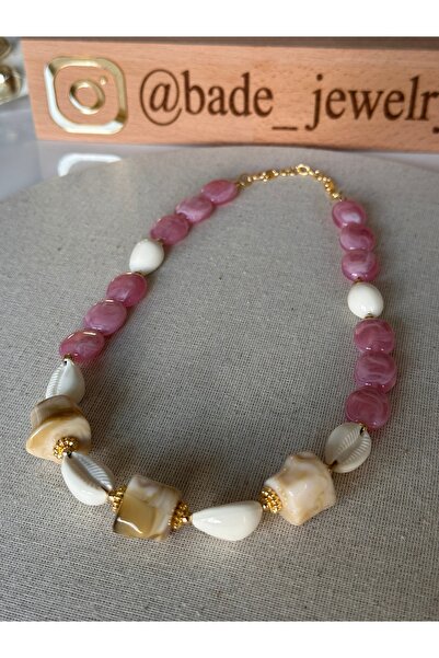 Bade Jewelry Vip Gold&Pink Seashell Detailed Stylish Anti-Tarnish Summer Neck...