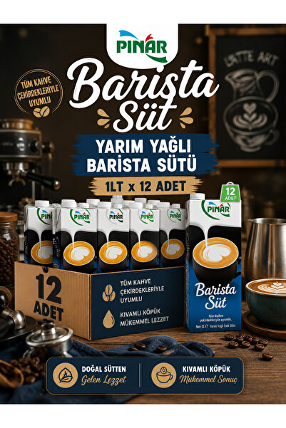 Pınar Yarım Yağlı Barista Sütü 1lt x 12 Adet
