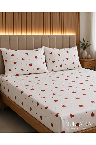 NURLATEX Komplet elastičnih posteljina Red Heart King Size 180x200 3 dela