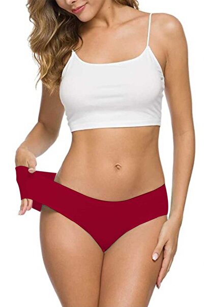 Royaleks Women's Seamless Laser Cut Flexible Non-marking Panties Burgundy