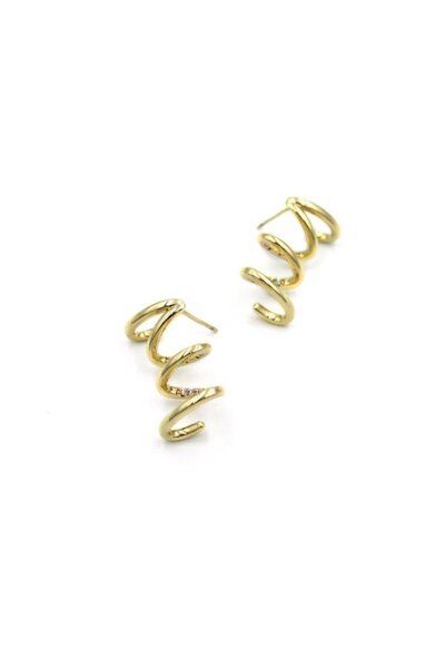 atastore2017 Stone Curved Earrings - Gold
