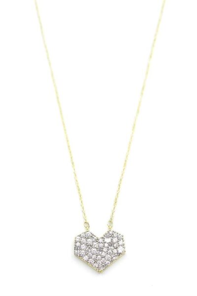 atastore2017 Heart Necklace with Stone - Gold