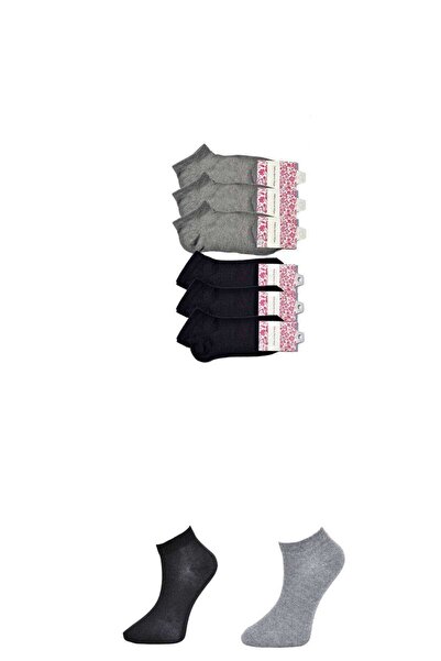 atastore2017 Black and Gray Women's Ankle Socks 6 pairs